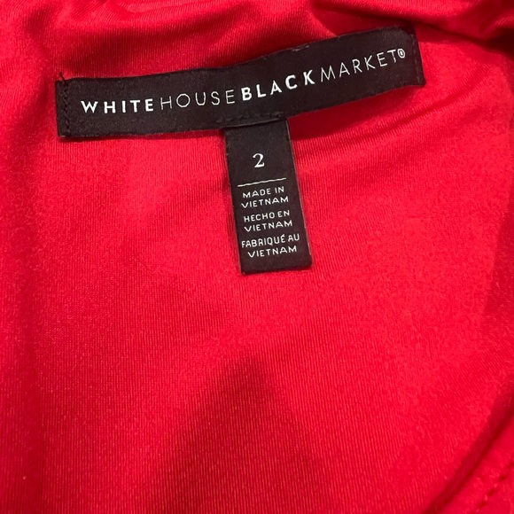 White House Black Market Red Asymmetrical Sheath Blouse - Picture 6 of 8